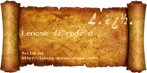 Lencse Árpád névjegykártya